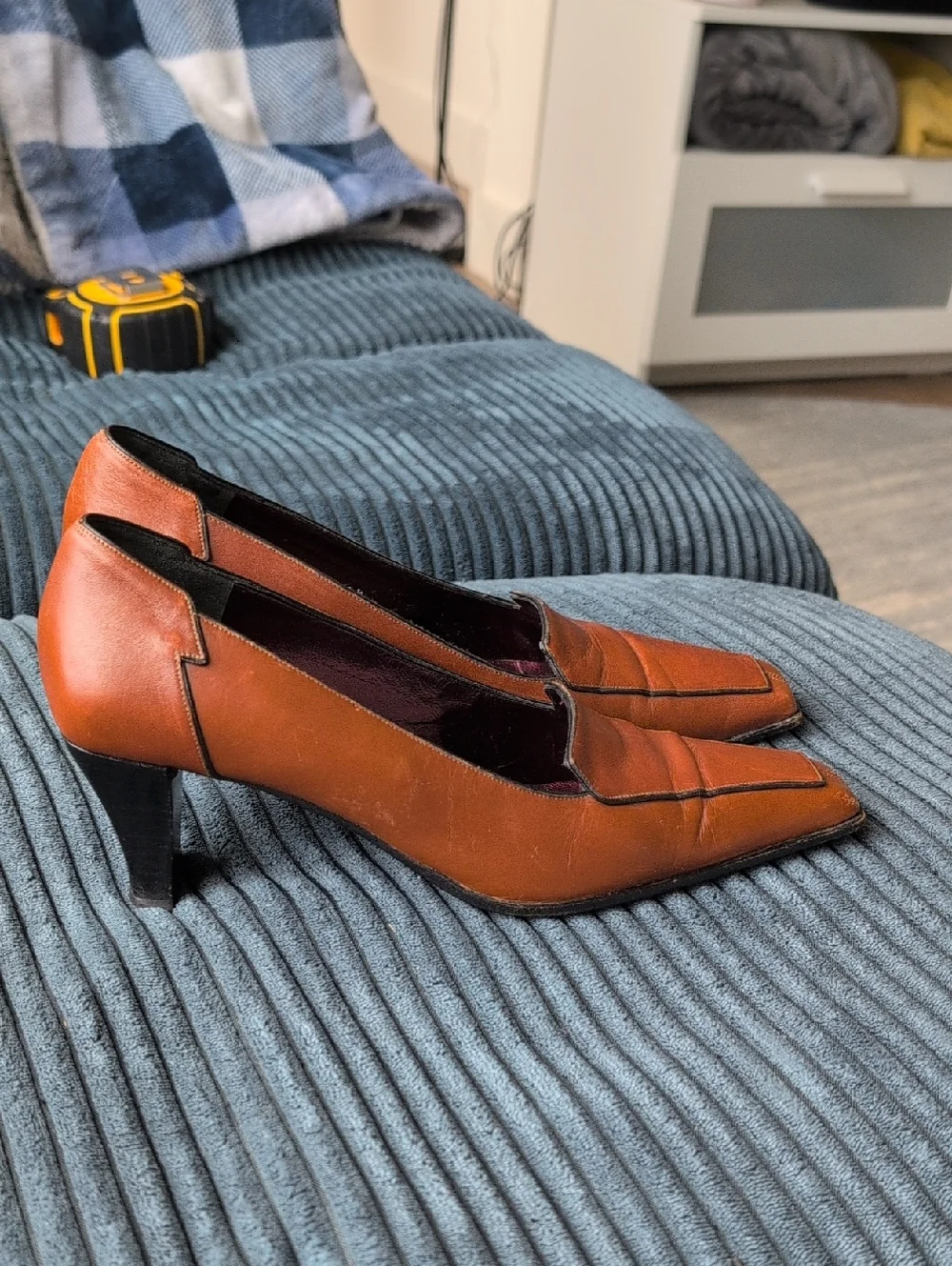 RARE Stefano Serapian 6.5 Vintage Women's Brown Square Toe Heel Italy Milan